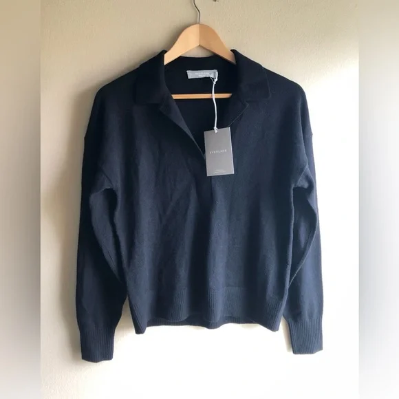 NEW Everlane Women’s Cashmere Polo Black Sweater Size XSmall - Picture 7 of 14